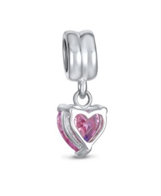 Valentines Love Heart Dangle Charm Bead Sterling Silver Bracelet