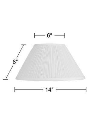 White Mushroom Pleated Medium Lamp Shade 6" Top x 14" Bottom x 8" Slant (Spider) Replacement with Harp and Finial