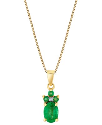 Macy's - Aquamarine (3/4 ct. t.w.) & Diamond Accent Oval Cluster 18" Pendant Necklace in 14k White Gold