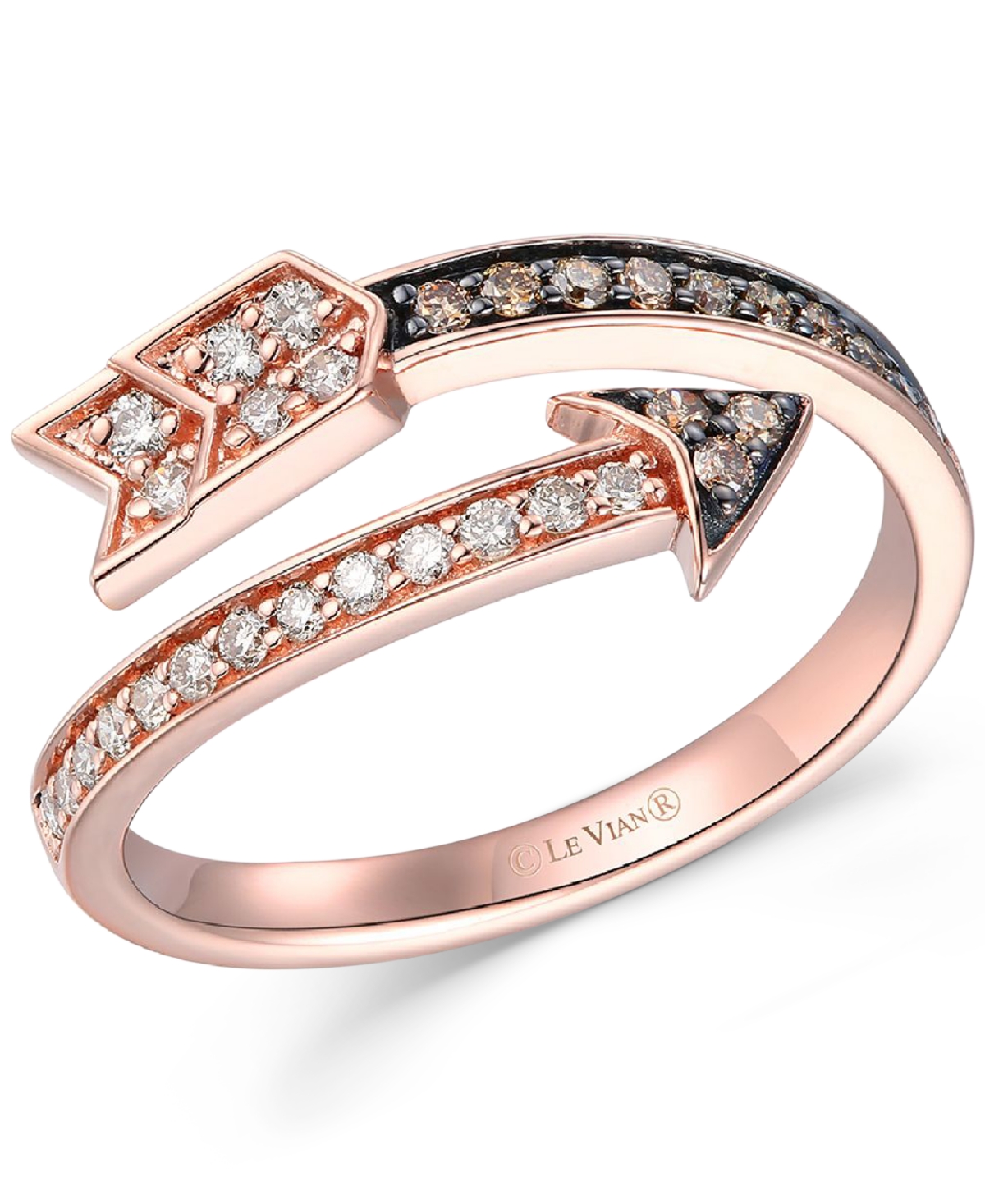 Le Vian Nude Diamond & Chocolate Diamond Arrow Ring (1/3 Ct. T.w.) In 14k Rose Gold