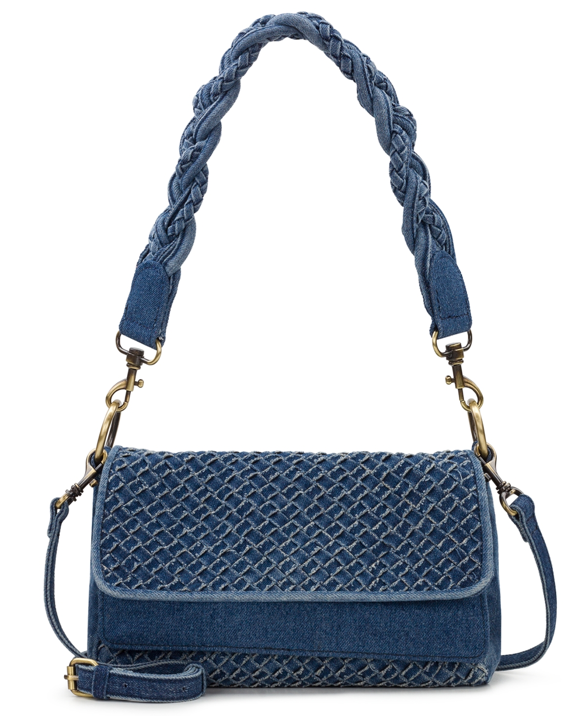 Madalina Small Woven Crossbody Bag - Light Denim