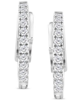 Diamond Small Hoop Earrings (1/4 ct. t.w.) in 14k White Gold