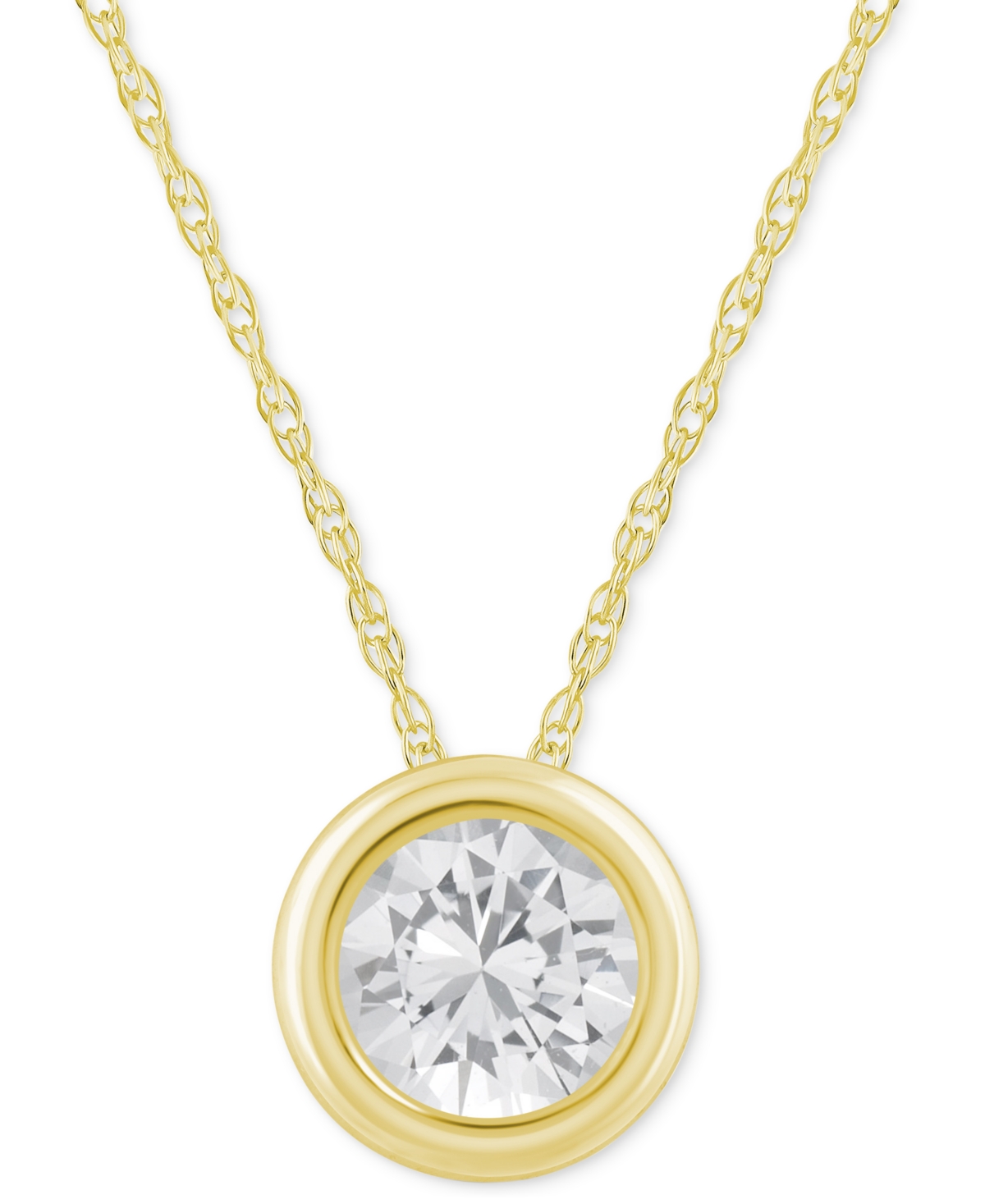 Gemstone Round 18" Pendant Necklace in 10k Yellow Gold (also in 10k White Gold) - Peridot/Gold