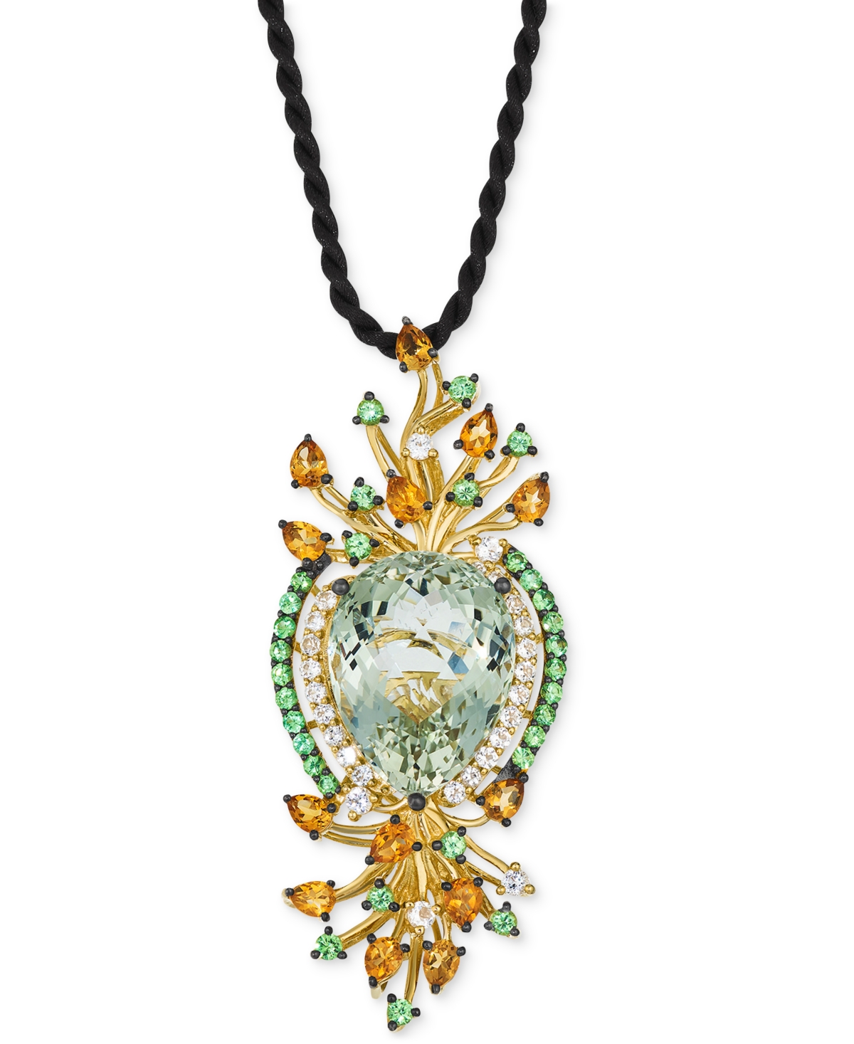Multi-Gemstone Silk Cord Pendant Necklace (19-1/3 ct. t.w.) in 14k Yellow Gold, 18" - Yellow Gold