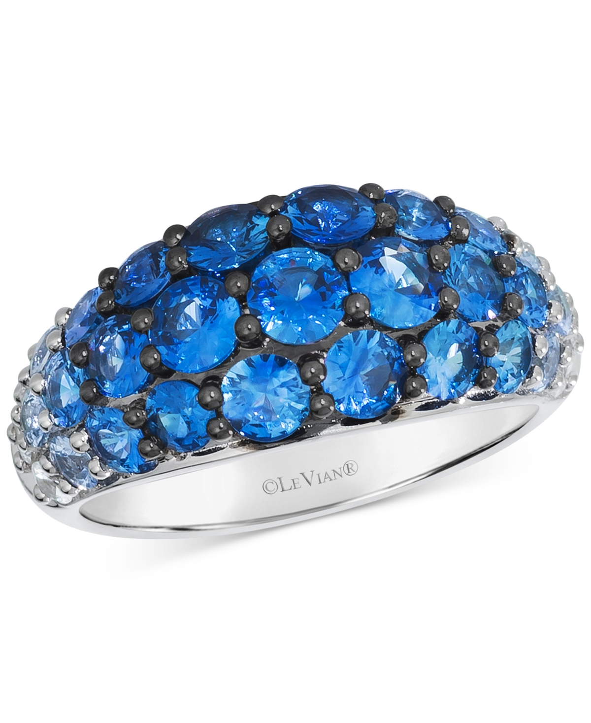 LE VIAN DENIM OMBRE (2-3/4 CT. T.W.) & WHITE SAPPHIRE (1/6 CT. T..W) DOME CLUSTER RING IN 14K WHITE GOLD 