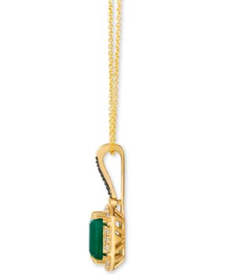 New Emerald (1-1/5 ct. t.w.) & Diamond (1/8 ct. t.w.) 20" Pendant Necklace in 14k Yellow Gold