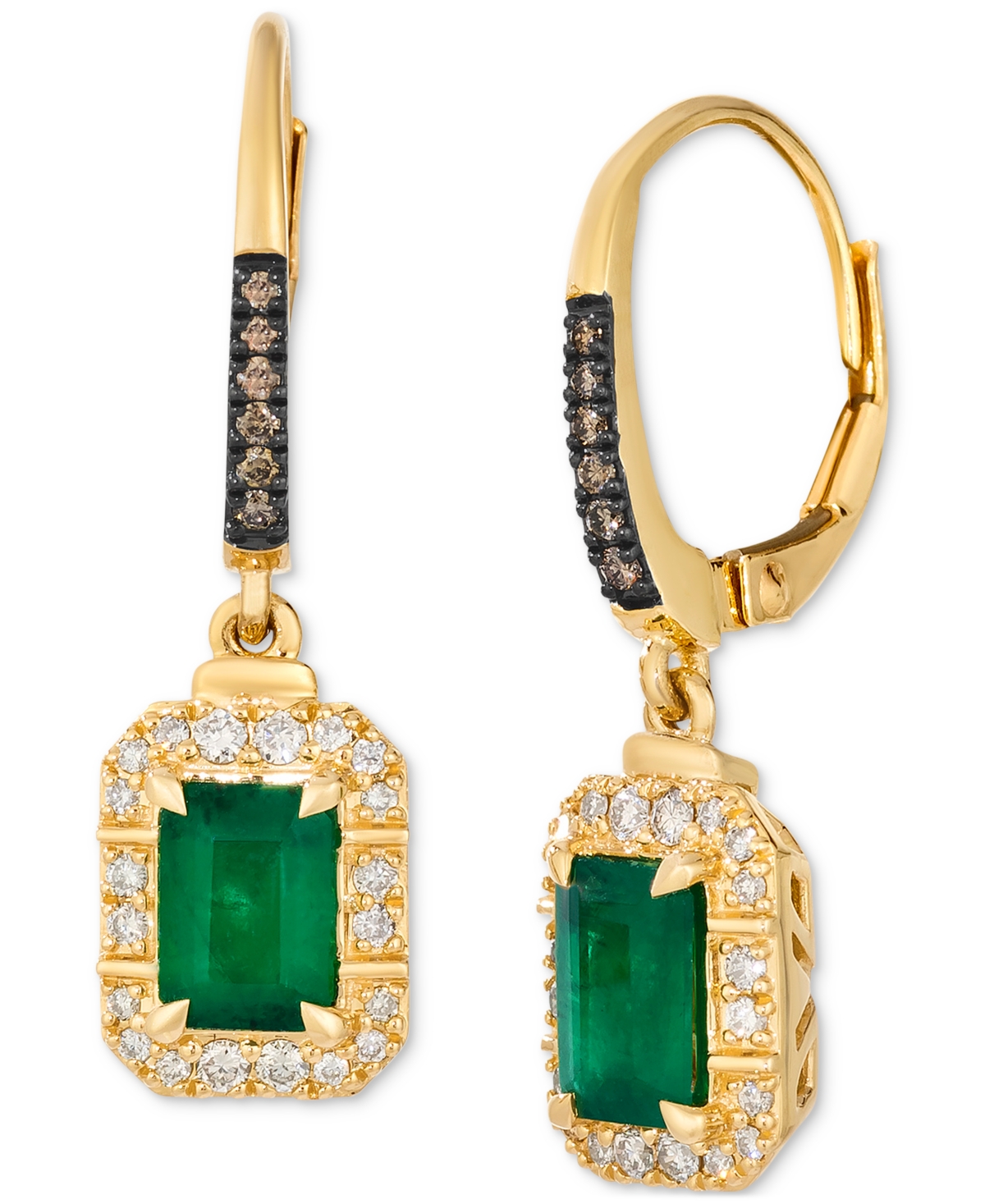 Le Vian New Emerald (1-3/8 Ct. T.w.) & Diamond (1/4 Ct. T.w.) Drop Earrings In 14k Yellow Gold