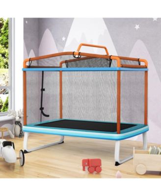 6 Feet Rectangle Trampoline with Swing Horizontal Bar and Safety Net