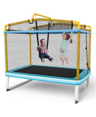 6 Feet Rectangle Trampoline with Swing Horizontal Bar and Safety Net
