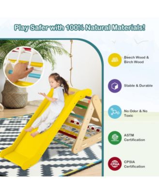 4 in 1 Triangle Climber Toy with Sliding Board and Climbing Net