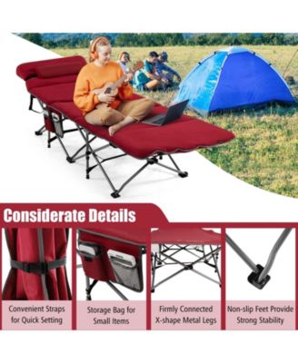 Folding Retractable Travel Camping Cot with Mattress and Carry Bag