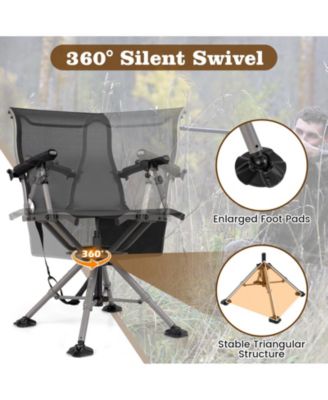 360° Swivel Portable Hunting Chair with Adjustable Legs and Armrests