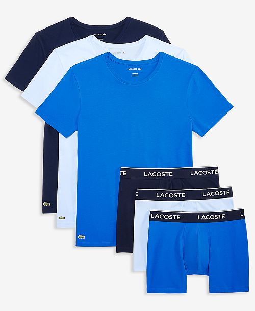 alfani Lacoste Men's 3-Pk. Slim Fit Crewneck T-Shirts & 3-Pk. Regular-Fit Logo Boxer Briefs Holiday Gift Set Men's Fashion & Accessories