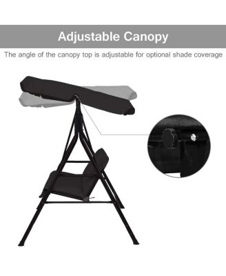 2 Person Weather Resistant Canopy Swing for Porch Garden Backyard Lawn