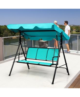 3 Person Steel Frame Patio Swing with Polyester Angle and Adjustable Canopy