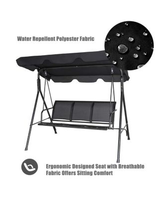 3 Person Steel Frame Patio Swing with Polyester Angle and Adjustable Canopy