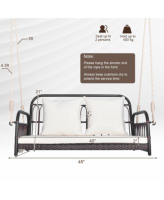 880LBS Wicker Hanging Porch Swing with Cushions