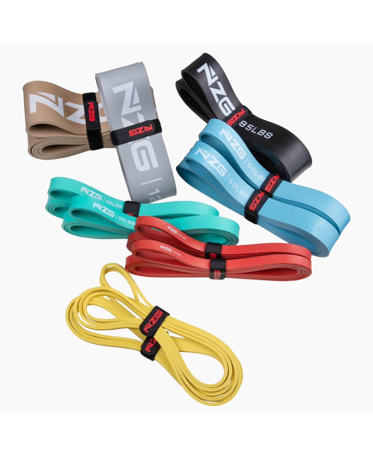 100% Latex-Free Organic Rubber Power Resistance Bands Complete Set (11-Piece) - Mix