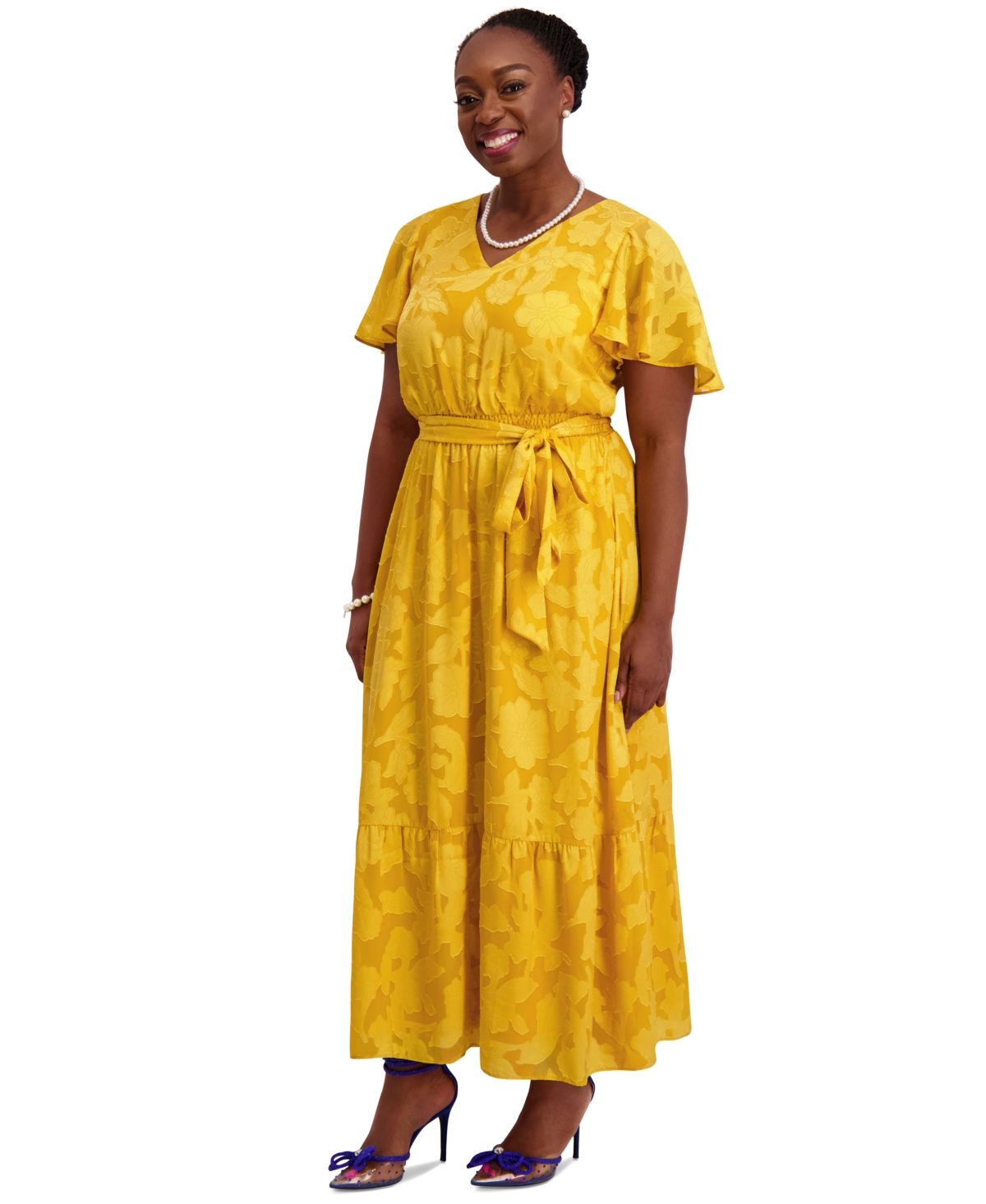 Kasper Flutter-sleeve Smock-waist Dress, Regular & Plus
