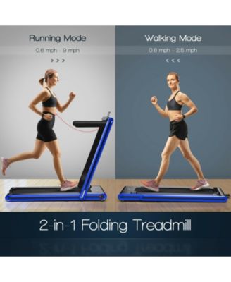2-in-1 Folding Treadmill with Dual LED Display-Navy
