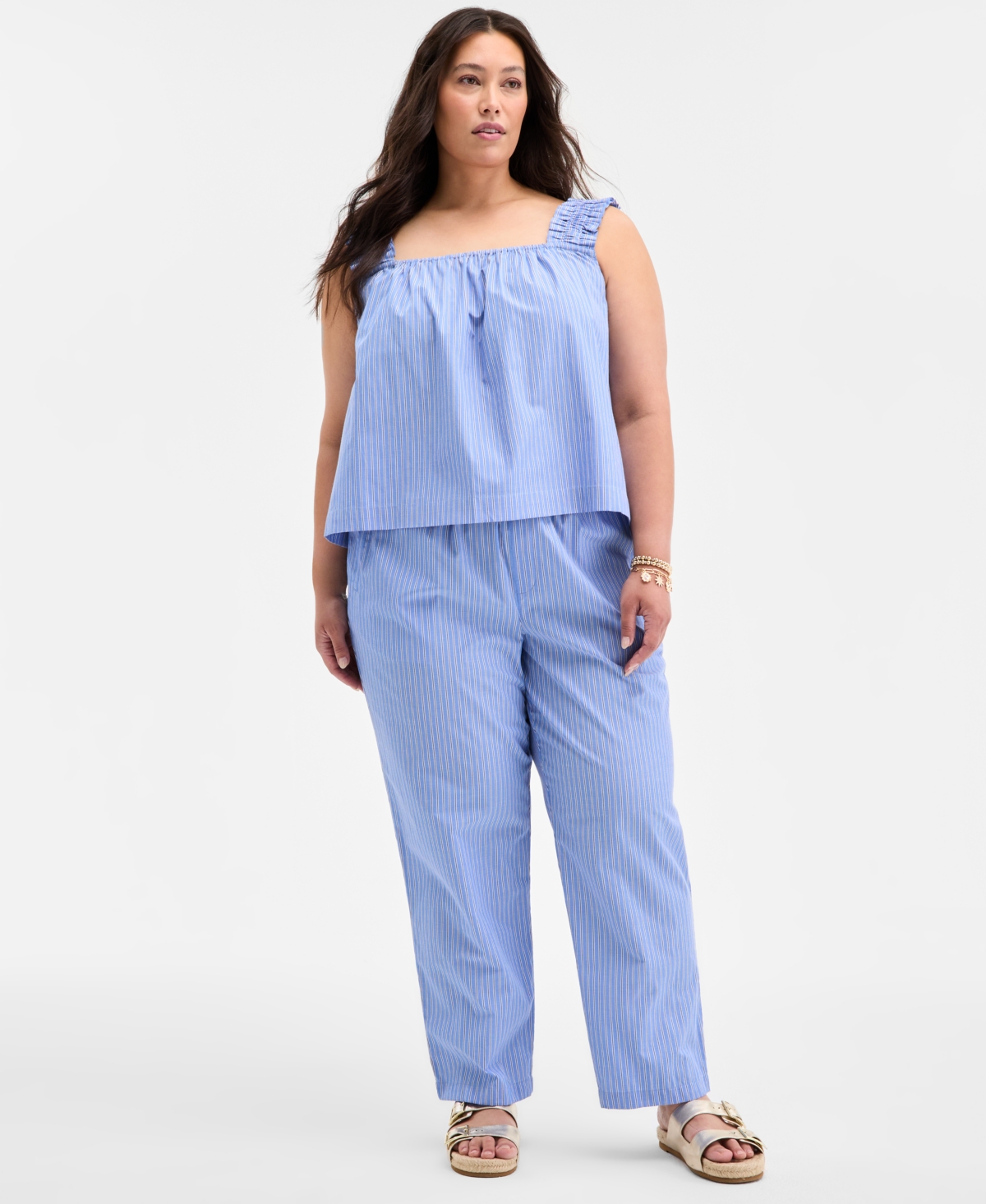On 34th Trendy Plus Size Striped Sleeveless Top Striped Pull On Pants Exclusively At Macys