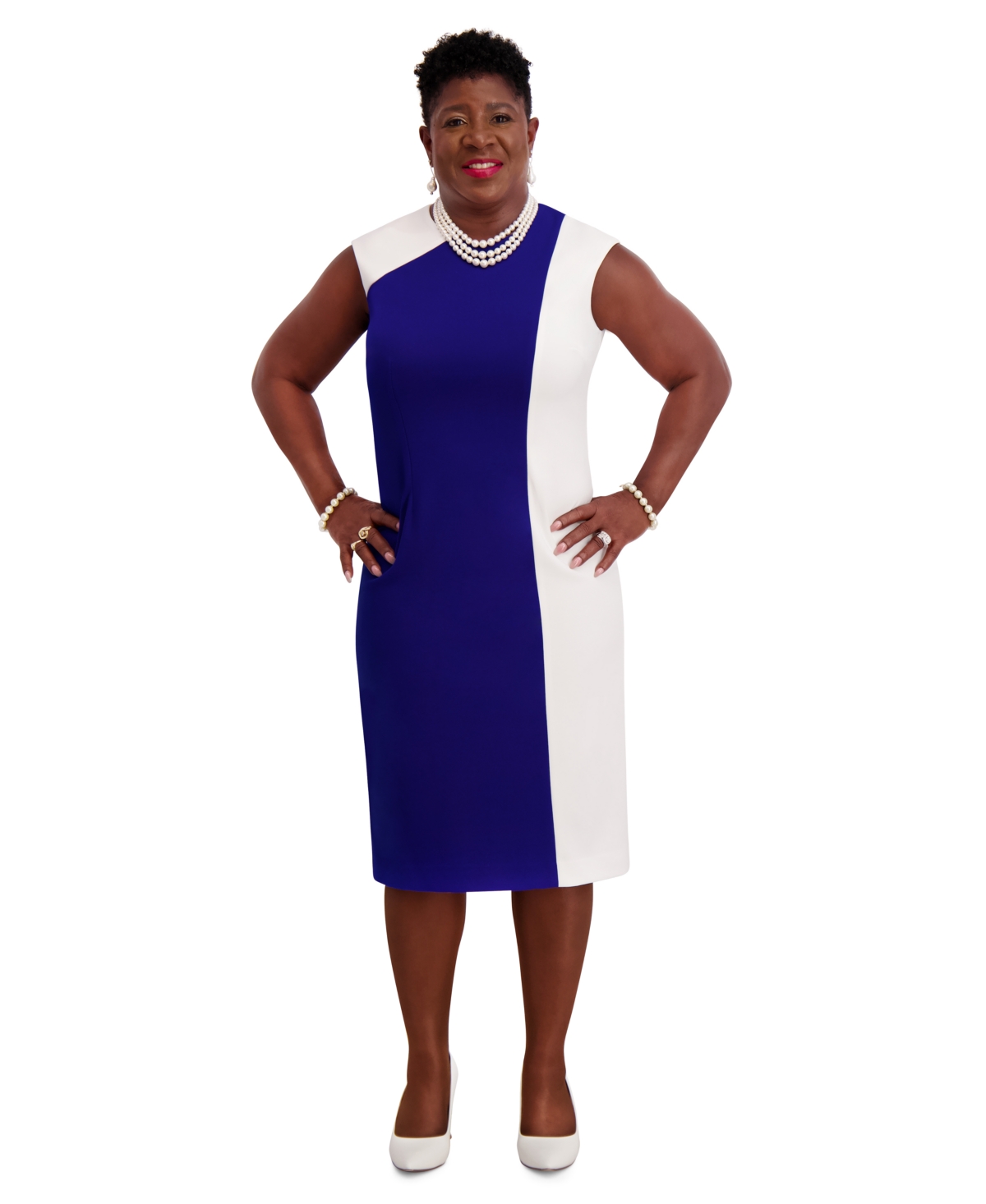Kasper Women's Colorblocked Cap-sleeve Dress, Regular & Plus Sizes In Blue