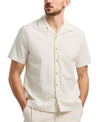 Men's Salaman Short Sleeve Striped Button-Front Camp Shirt