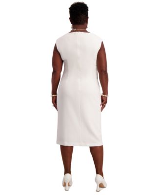 Women's Asymmetrical-Neck Midi Dress, Regular & Plus Sizes