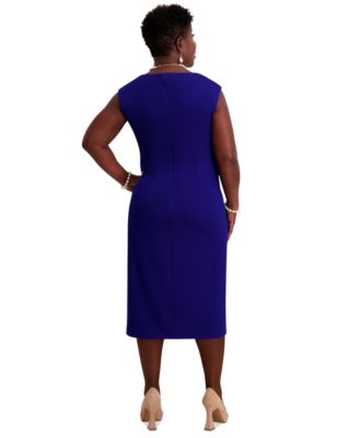 Women's Asymmetrical-Neck Midi Dress, Regular & Plus Sizes