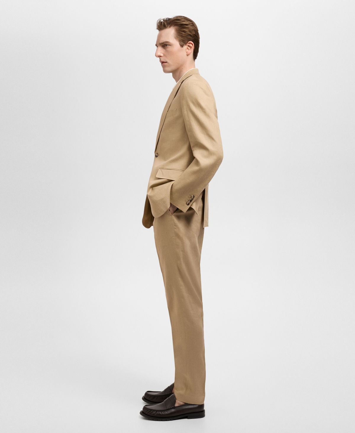 Mango Paris Slim Fit Suit Pants In Brown