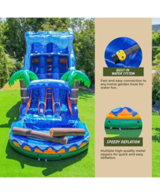 17  Tall Jungle Falls Inflatable Dual Lane Water Slide with Detachable Pool, Tall Seating Height, Commercial Grade, PVC Vinyl, Outdoor Backyard, Summer Fun, Blow Up, Water Park, (Blower Included)
