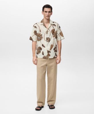MANGO - Men's Bowling Collar Floral-Print Shirt
