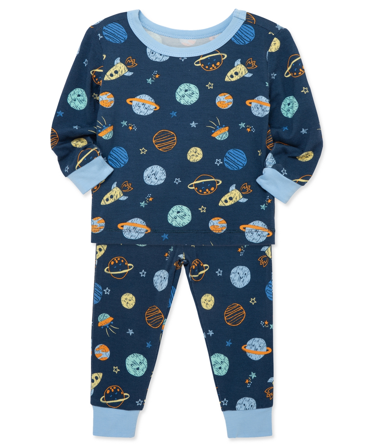 Little Me Baby Boys Space Pajamas, 4 Piece Set In Blue