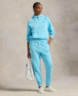 Polo Ralph Lauren Womens Shrunken Fit Lightweight Fleece Hoodie Sweatshirt Drawstring Sweatpants
