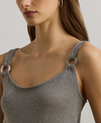 Women's Ring-Trim Metallic Sweater Tank Top