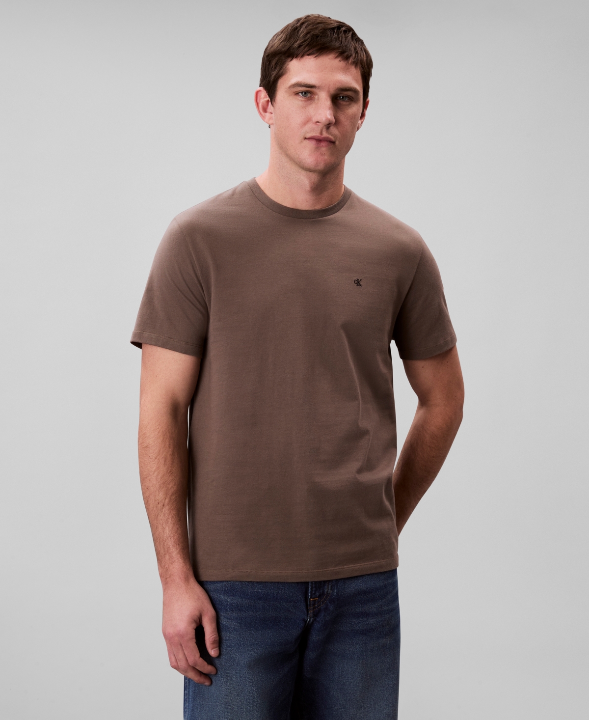 Shop Calvin Klein Men's Smooth Cotton Solid Crewneck T-shirt