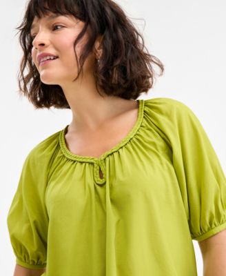 Women's Elbow Sleeve Braided-Trim Top, Exclusively at Macy's