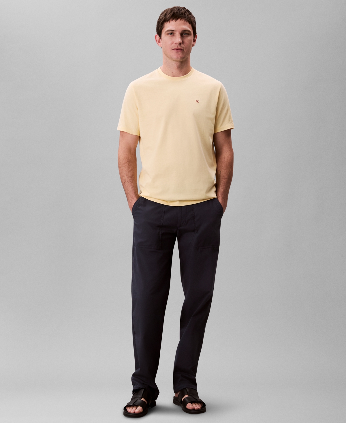 Shop Calvin Klein Men's Smooth Cotton Solid Crewneck T-shirt
