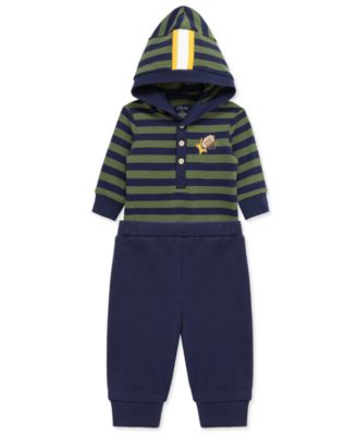 Baby Boys Cotton Hooded Football Bodysuit & Pants Set