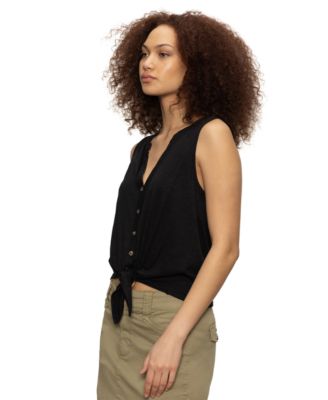 Women's Button-Up Tie-Front Sleeveless Top