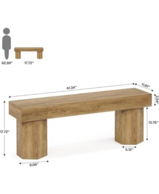 Wooden Dining Bench, 41" Farmhouse Entryway Bench for Indoor Space, Long End of Bed Seat for Dining Room, Bedroom, Entry, Mudroom