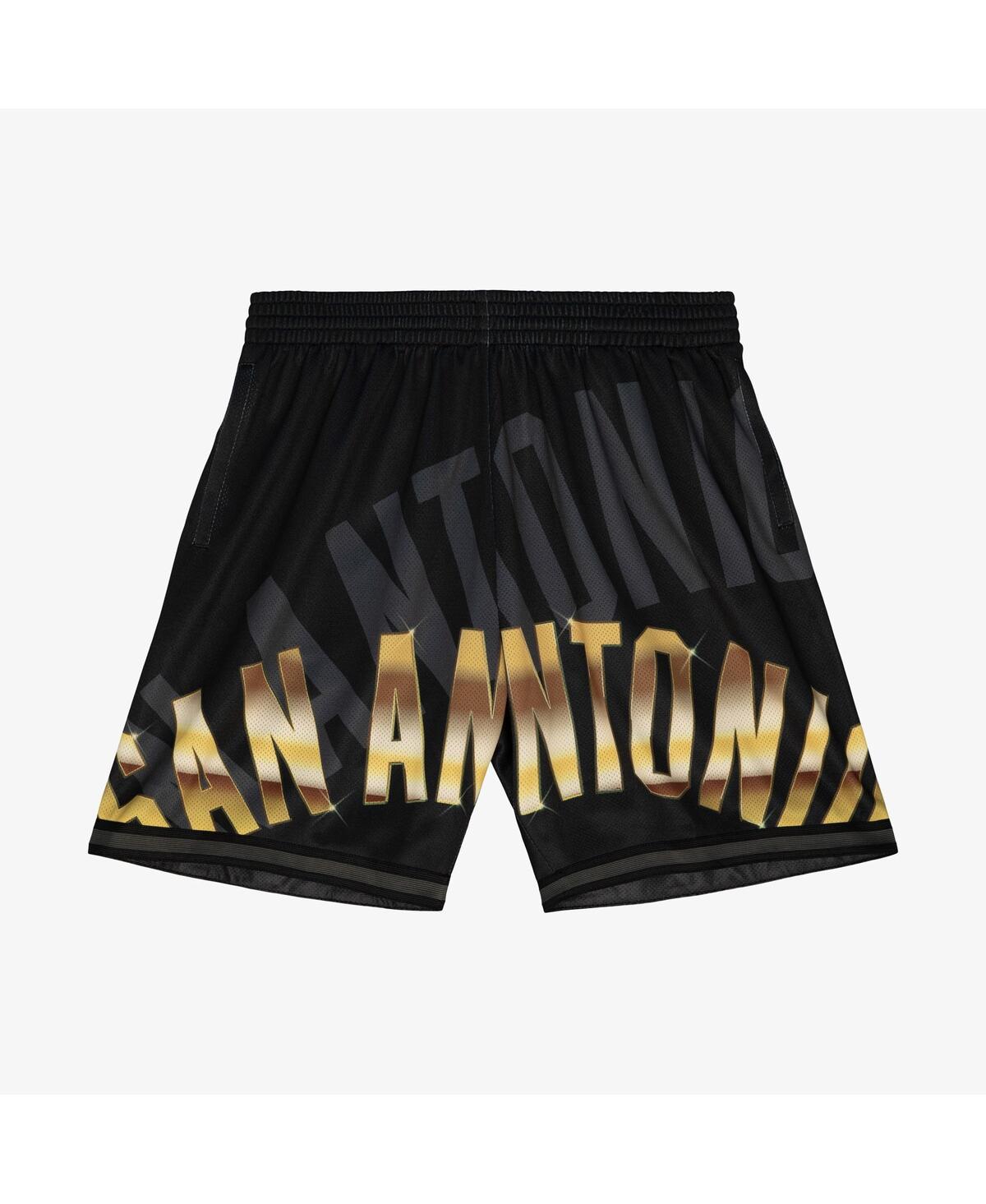 MITCHELL & NESS MEN'S BLACK SAN ANTONIO SPURS BIG FACE 4.0 FASHION SHORTS 