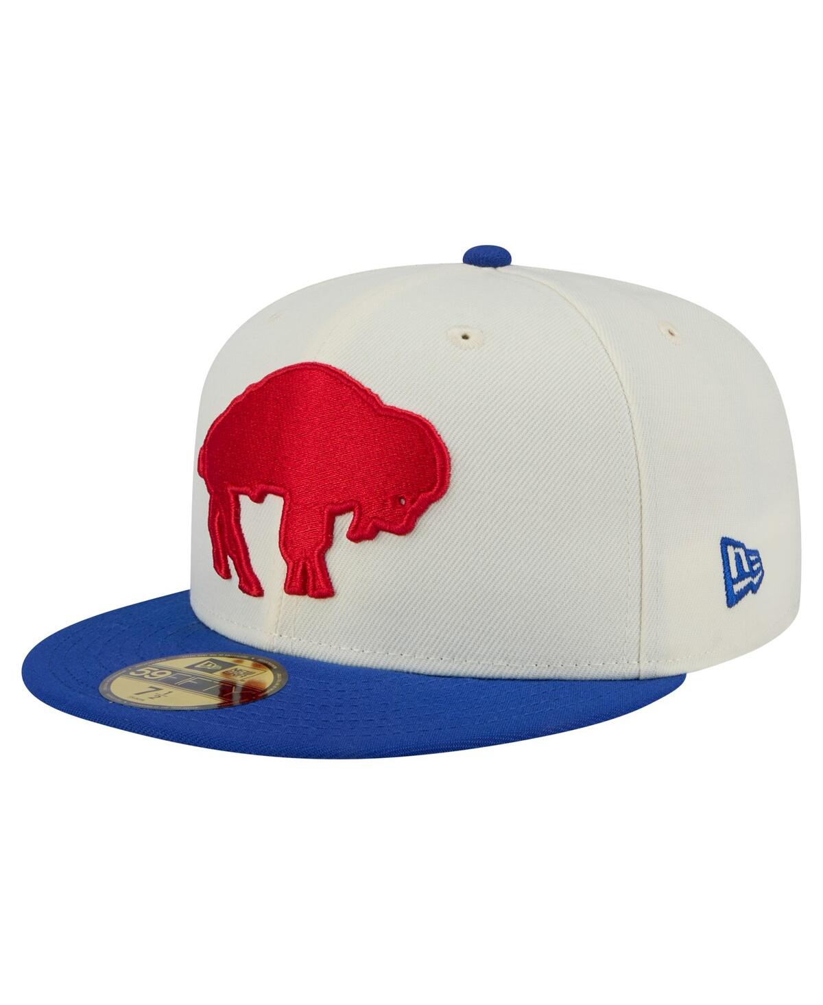 New Era Men's White/royal Buffalo Bills Throwback Main 59fifty Fitted Hat