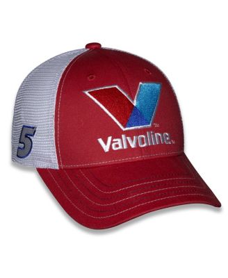 Checkered Flag Sports - Men's and Women's Red Kyle Larson Valvoline Sponsor Trucker Adjustable Hat