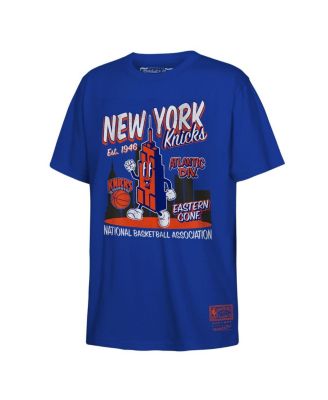 Mitchell & Ness - Big Boys and Girls Blue New York Knicks Retro Mascot Script T-Shirt
