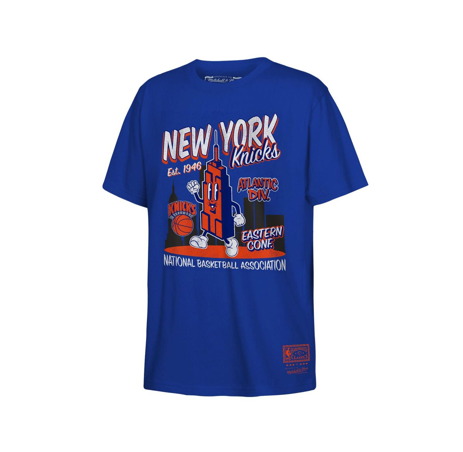 Big Boys and Girls Blue New York Knicks Retro Mascot Script T-Shirt