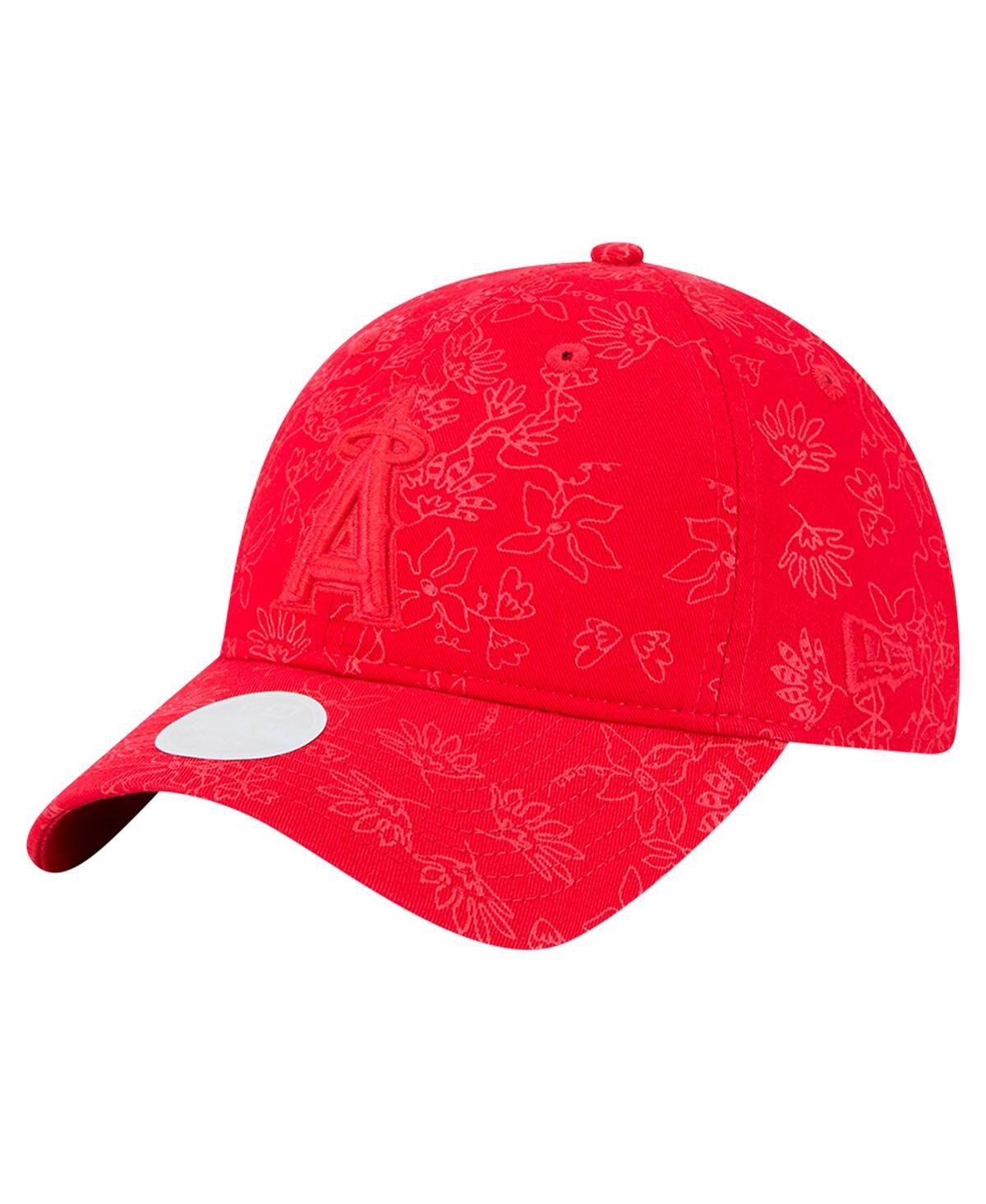 New Era Women's Red Los Angeles Angels Tonal Floral 9twenty Adjustable Hat