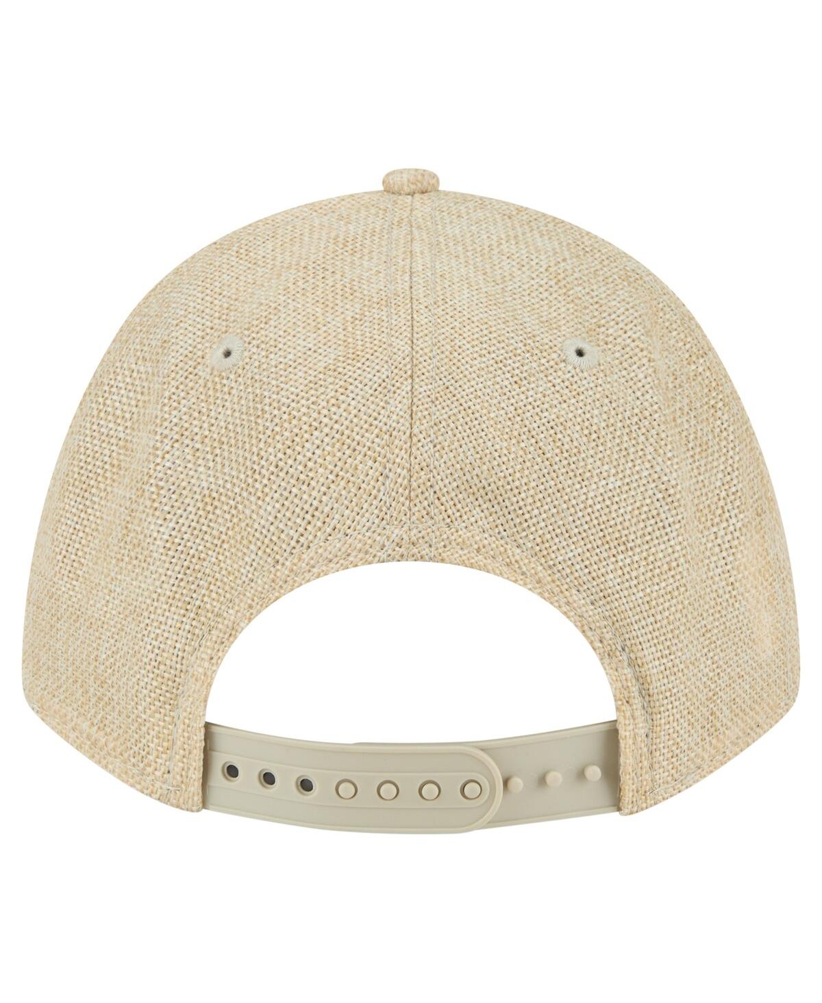 NEW ERA MEN'S BEIGE CHICAGO CUBS COTTON WEAVE M-CROWN A-FRAME 9FORTY ADJUSTABLE HAT 