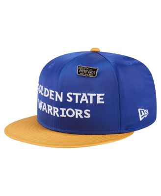 Men's Royal/Gold Golden State Warriors Throwback Satin Vintage Pin Two-Tone 59FIFTY Fitted Hat