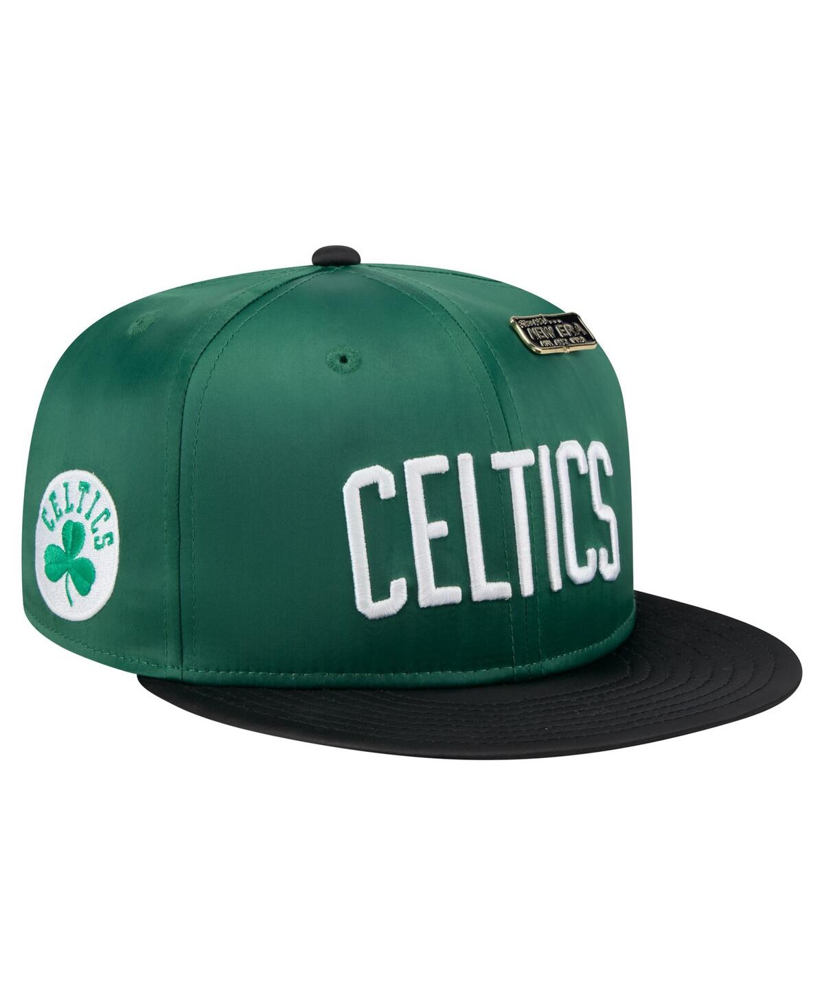 Shop New Era Men's Kelly Green/black Boston Celtics Throwback Satin Vintage Pin Two-tone 59fifty Fitted Hat